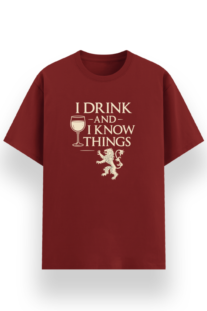 I Drink and I Know Things T-shirt, red, front