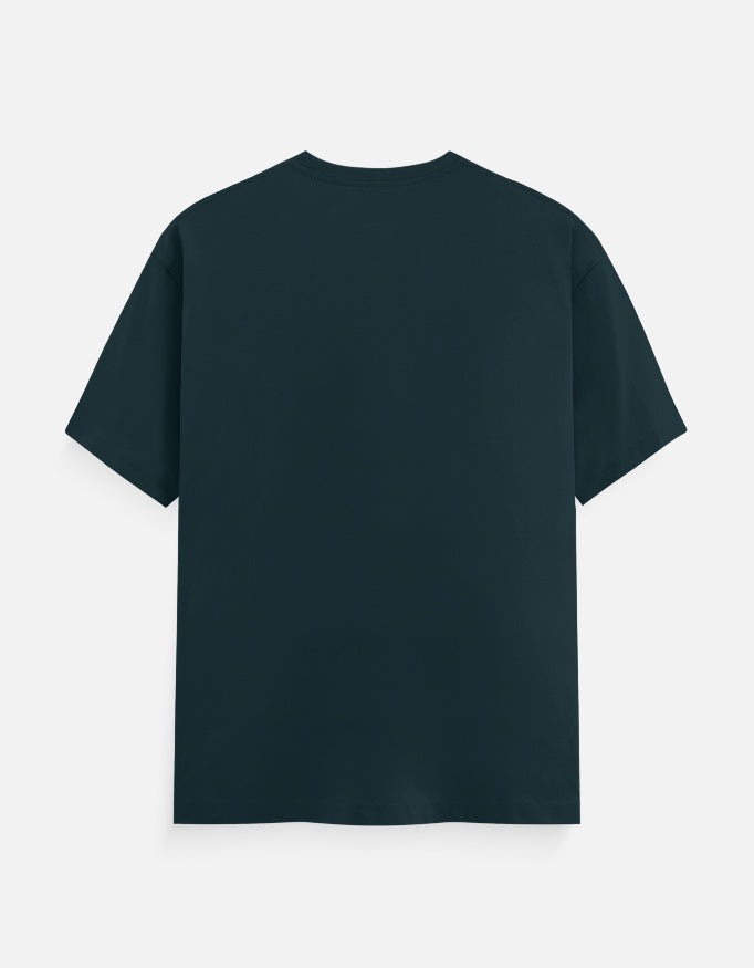 Ben Claude AI developer T-shirt, petrol blue, back view