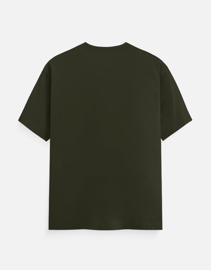 Logs Kya Kahenge developer T-shirt, olive green, back view