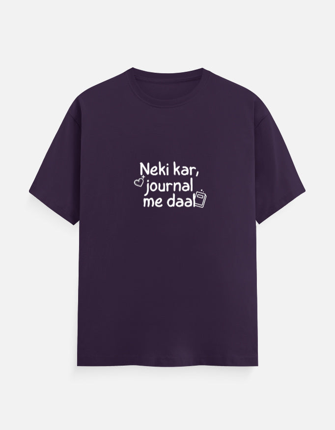 Neki Kar Journal pe Daal desi T-shirt, purple, front