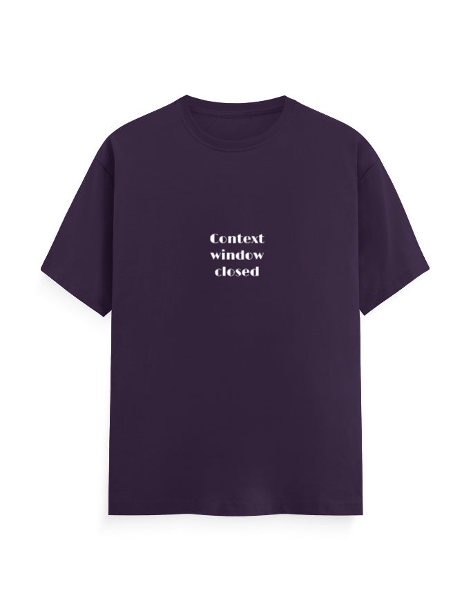 Context Window Closed AI developer T-shirt, purple, front