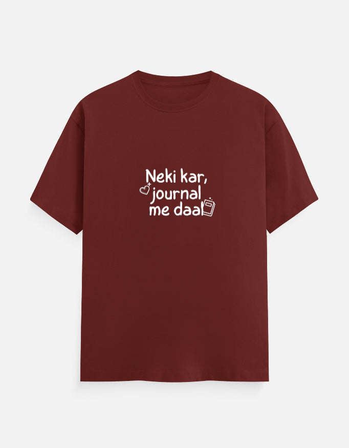 Neki Kar Journal pe Daal desi T-shirt, brick red, front