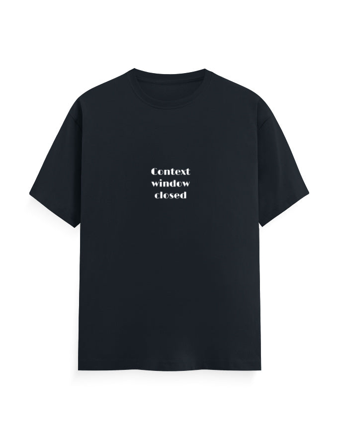 Context Window Closed AI developer T-shirt, navy blue, front