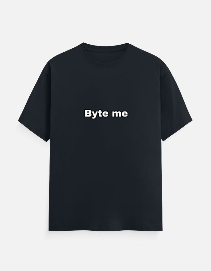 Byte Me programmer T-shirt, navy blue, front
