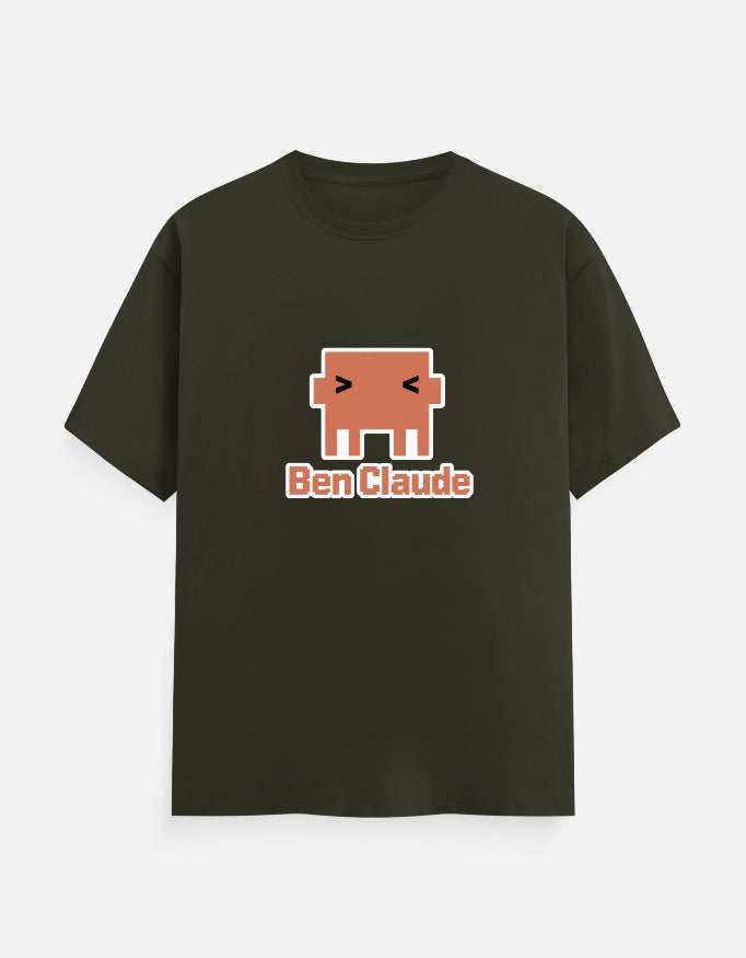 Ben Claude AI developer T-shirt, olive green, front