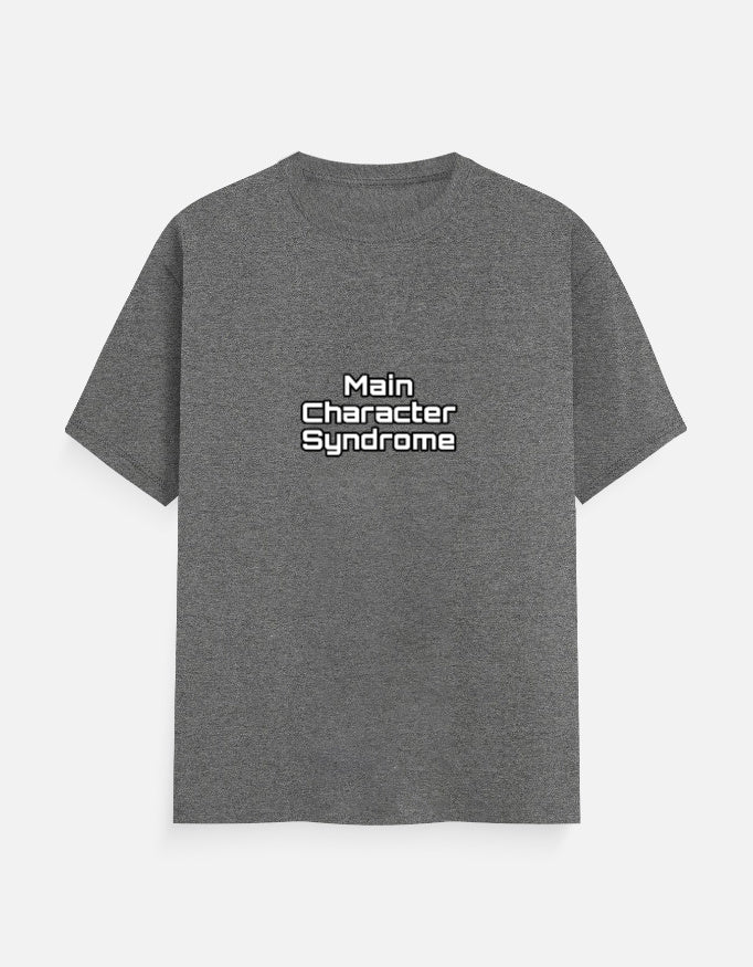 Main Character Syndrome meme T-shirt, charcoal melange, front