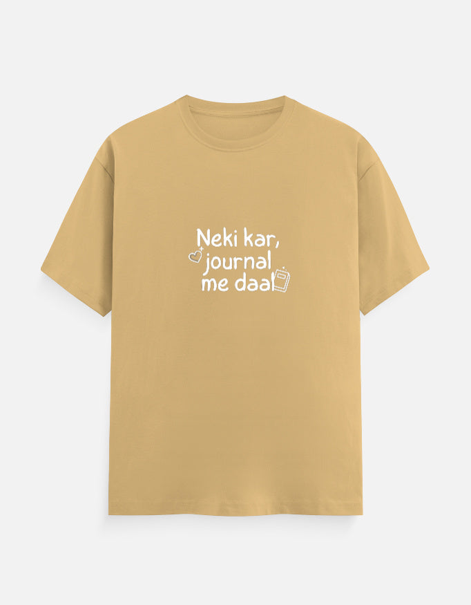 Neki Kar Journal pe Daal desi T-shirt, beige, front