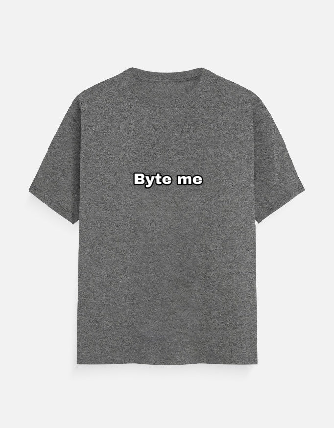 Byte Me programmer T-shirt, charcoal melange, front