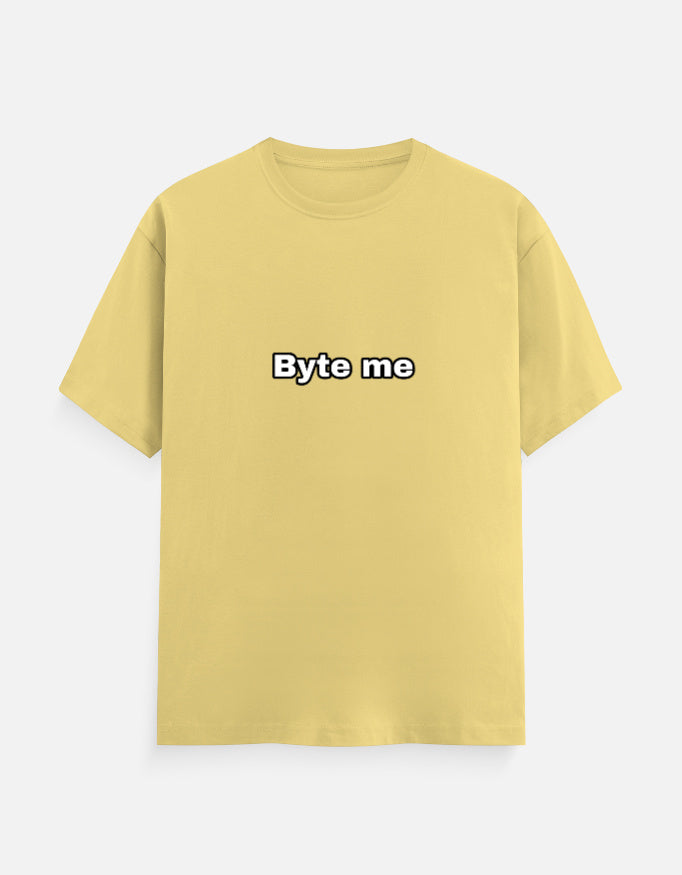 Byte Me programmer T-shirt, yellow, front