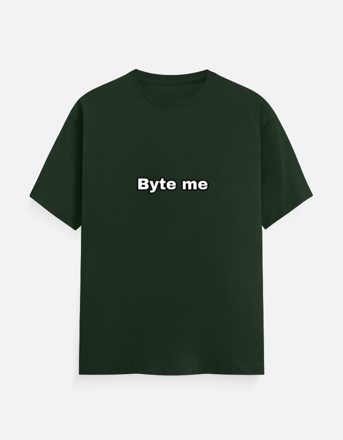 Byte Me programmer T-shirt, bottle green, front