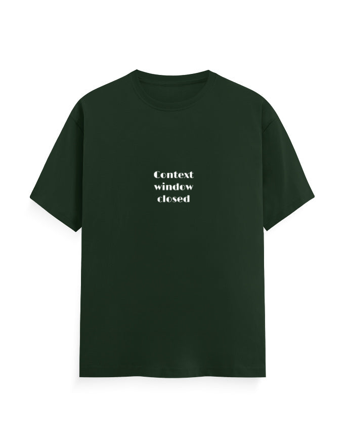 Context Window Closed AI developer T-shirt, bottle green, front
