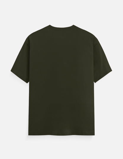 Logs Kya Kahenge developer T-shirt, olive green, back view