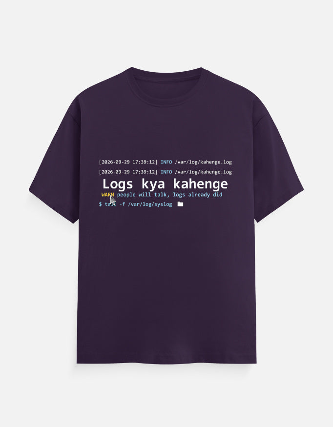 Logs Kya Kahenge developer T-shirt, purple, front