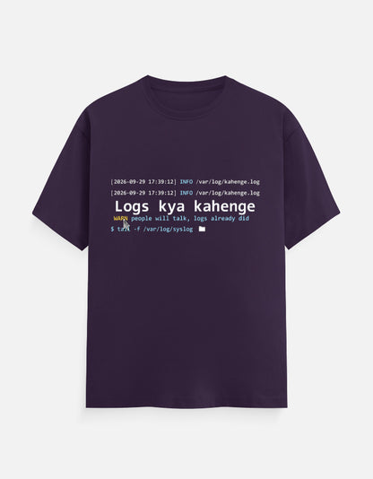 Logs Kya Kahenge developer T-shirt, purple, front