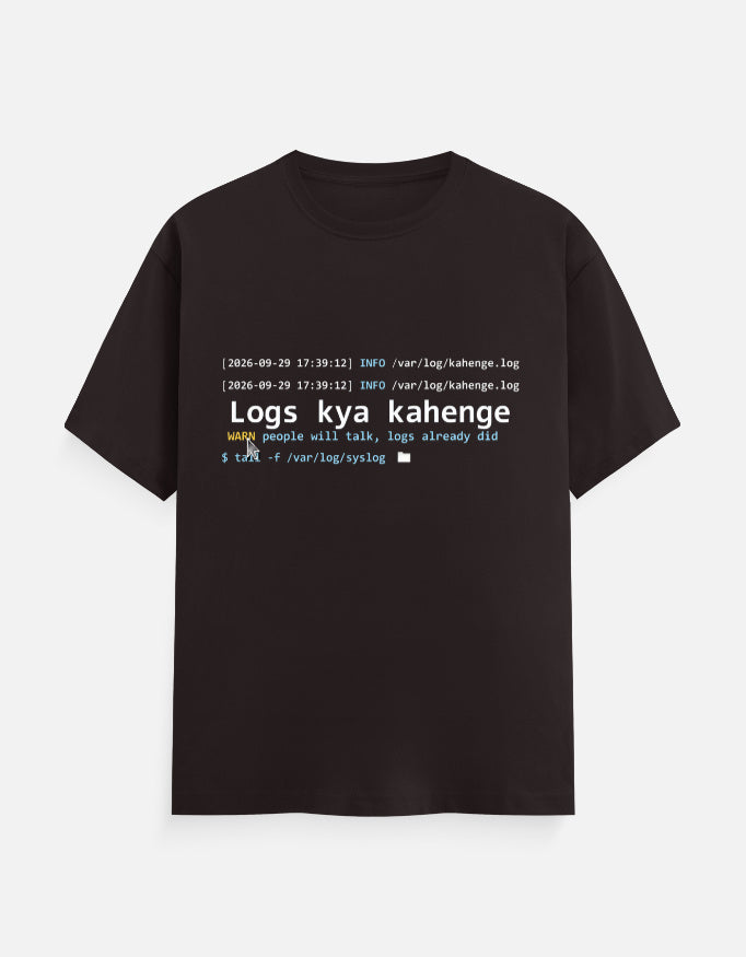 Logs Kya Kahenge developer T-shirt, coffee brown, front