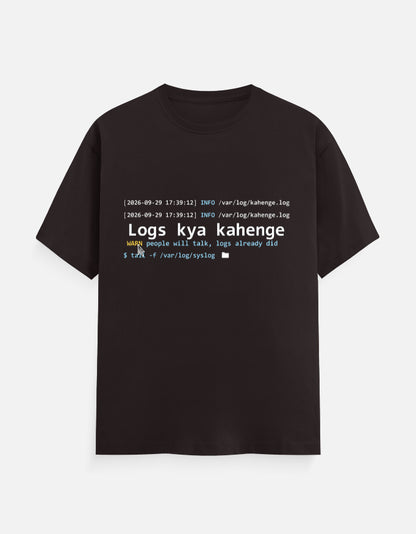 Logs Kya Kahenge developer T-shirt, coffee brown, front