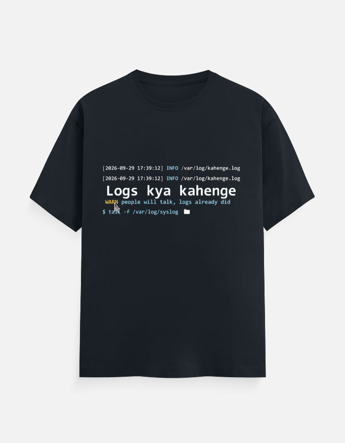 Logs Kya Kahenge developer T-shirt, navy blue, front