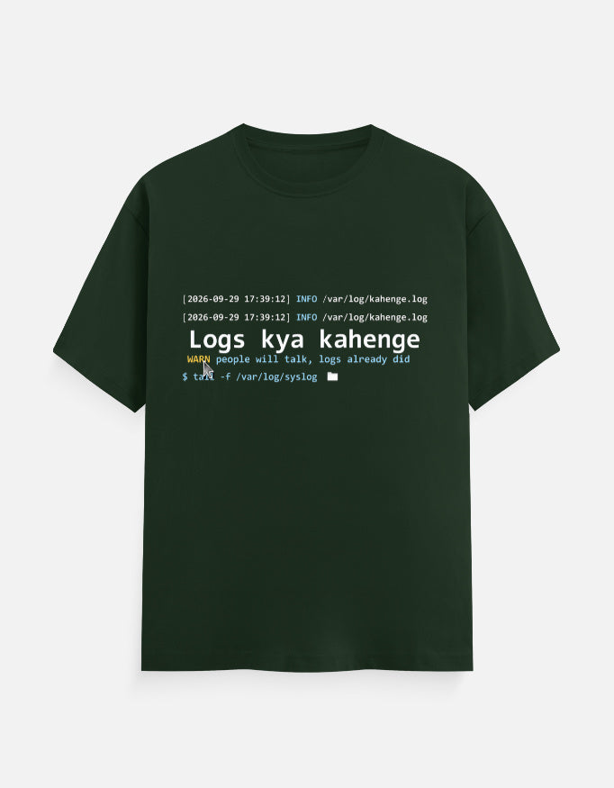 Logs Kya Kahenge developer T-shirt, bottle green, front