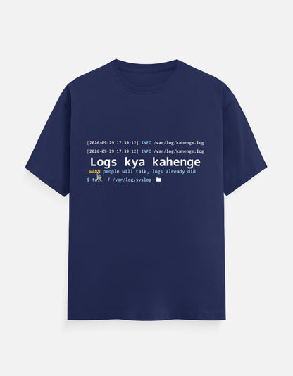 Logs Kya Kahenge developer T-shirt, royal blue, front